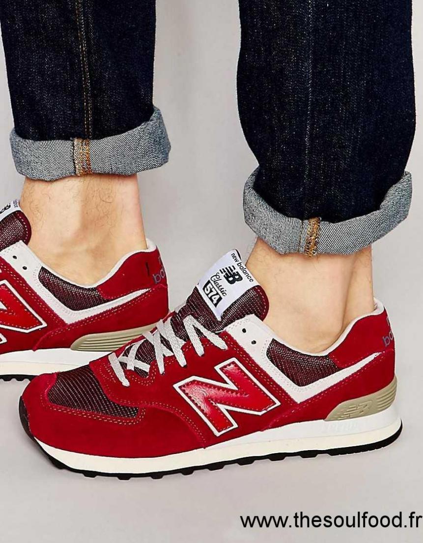 new balance 574 rouge daim et tulle